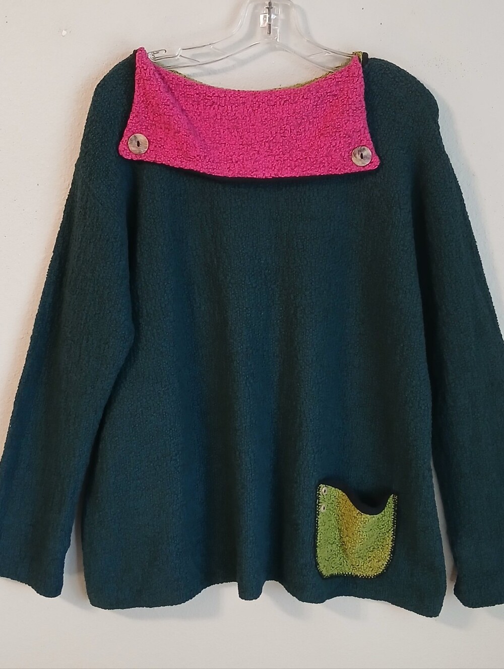 Margaret Winters Green Multi Sweater Top Size XL Artsy